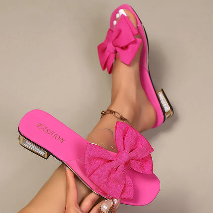 Women Sandals Elegant Solid Color Bow Strap Slippers Luxury Shoes Fashion High Heel Shoes for Women Crystal Heel Sandals Women