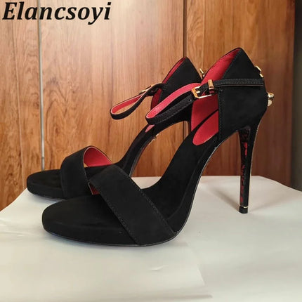 2025 Super High Heels Leather Sandals Women Open Toe High Heel Party Shoes Summer Ankle Strap Women's Gladiator Sandalias Mujer