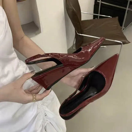 Sharp pointed toe sandals 2026 spring summer new style simple elegant socialite plus size single shoes high heels women