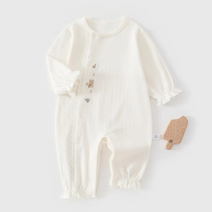 Customized Name Baby Onesie Spring Autumn Cotton Long Sleeved Climbing Clothes Solid Color Base Baby Clothings