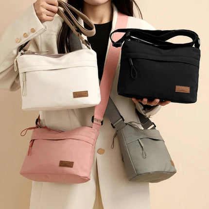 3 Main Pockets High Capacity Shoulder Crossbody Bag for Women Multi-pocket Purse Canvas Handbag Suitable for Mothers Shopping