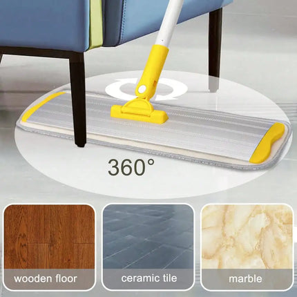 Flat Floor Mop Modern Sleek Stainless Steel Telescopic Handle Microfiber Mop 2 Washable Pads 1 Scraper Wet & Dry For Hardwood Laminate Tile Kitchen Bathroom Floor Cleaning Essentials Housewarming Gift Christmas Decor