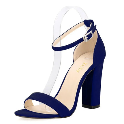 Women Sandals Pumps Open Toe Sexy Ankle Straps High Heels Summer Ladies Bridal Suede Thick Heel Office Party Dress Wedding Shoes