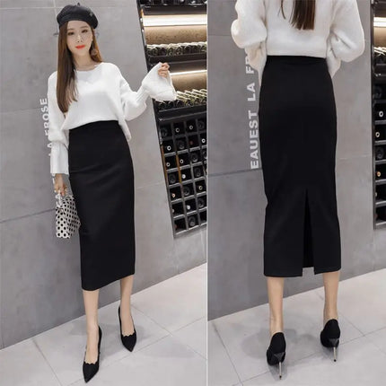 New Summer Collection: Bright Red Women's Skirts and Black Over-the-knee Skirt for The Office; Available in Asian Sizes S–3XL.