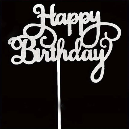 40pcs Happy Birthday Cake Topper Bling Sparkle Decoration Sign Happy Birthday Cake Topper Birthday Dessert Decoration