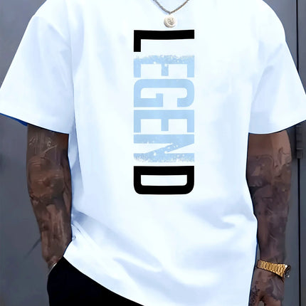 Men'S Short-Sleeve T-Shirt with Love Letter Print | Comfortable And Casual, Featuring a Stretchy Round Neck Design, Perfect for Outdoor, Suitable for All Seasons