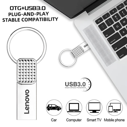 Lenovo USB 3.0 Flash Drives High-Speed Pendrive Mini Metal Pen Drive Type-C Waterproof U Disk for Office Laptop Best Seller