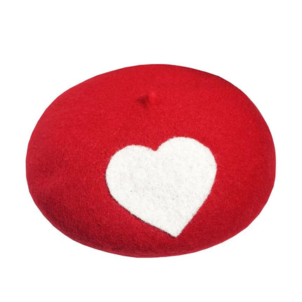 RH Ladies Cute Mushrooms Red Handmade Wool Felt Beret Creative Painter Hat Girls Birthday Gift Warm Cap For Autumn Winter