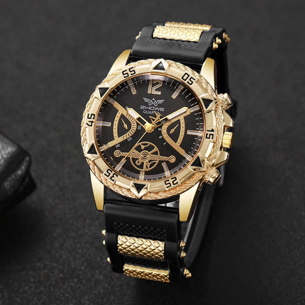 Luxury Men Business Watches Casual Silicone Strap Analog Quartz Wristwatches Reloj Hombre Clock Gift (Without Box)