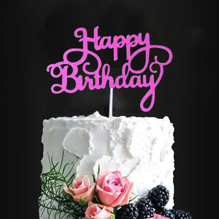 50PCS 5 Colors Happy Birthday Cake Toppers Glitter Birthday Cake Topper Cupcake Topper Cake Decorations Party Supplies