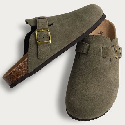 Summer Suede Clogs Slippers Women Clogs Slippers Outdoor Nonslip Beach Sandals UnisexCork Clogs Slippers With Adjustable Buckle