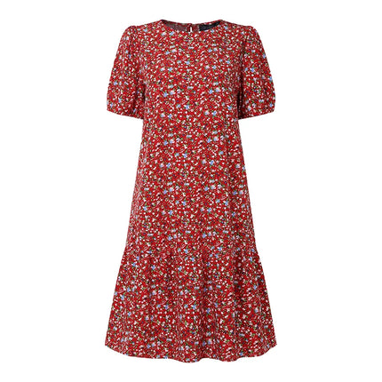 2026 ZANZEA Summer Floral Printed Dresses Women Elegant Casual Holiday Party Dress Stylish Short Sleeve Work Knee Length Robe