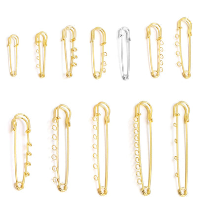 5-10pcs/lot Safety Pins Brooches Blank Base Brooch Pin With Loops Fasteners Pin For DIY Jewelry Making Brooch Charm Accessories