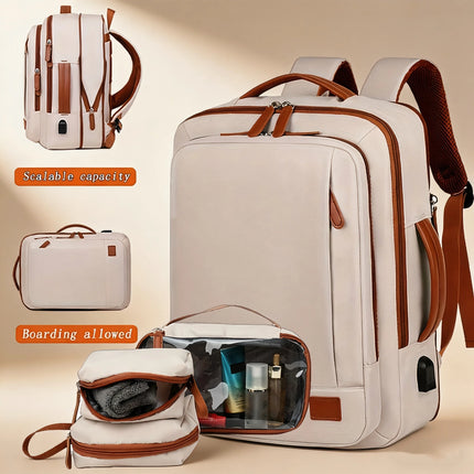 OGEHUAFEE daily commuting computer backpack, computer backpack+three piece set+3pcs storage bag, expandable travel and business laptop backpack, multi-functional lightweight backpack