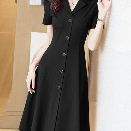 ZANZEA Women Elegant Long Shirt Dress Korean Lapel Collar Party Dress 2024 Summer Waisted Robe Casual Short Sleeve Work Sundress