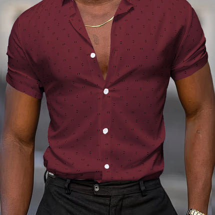 Summer Men's Short-Sleeve Shirt, Polka Dot Print, Wrinkle-Resistant, Business Casual Shirt, Ice Silk, Versatile and Popular Top