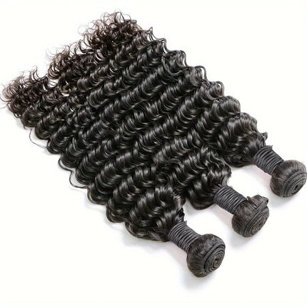 15A Human Hair Bundles 28 30 32 Inch  Deep Wave Bundles Human Hair Unprocessed Brazilian Virgin Deep Curly Weave 4 Bundle
