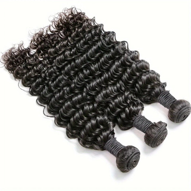15A Human Hair Bundles 28 30 32 Inch  Deep Wave Bundles Human Hair Unprocessed Brazilian Virgin Deep Curly Weave 4 Bundle