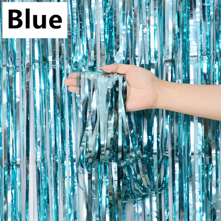 New 4/2/1Pack Party Backdrop Metallic Foil Fringe Tinsel Curtain Adult Kids Birthday Party Wedding Decoration Baby Shower Favor