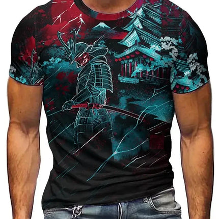 Harajuku Samurai T-Shirt For Men 2025 New Fashion Casual Men's T Shirt Short Sleeve Summer Anime Japanese 3d Printed Y2k Tops