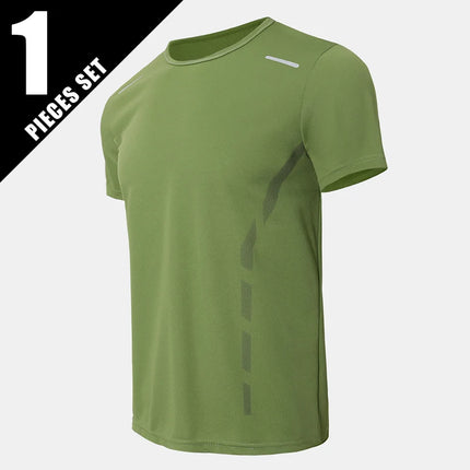 1/3 Piece Men's Four Season Printed Short Sleeved Sports Fitness Quick Drying Comfortable Plus Size Youth Casual Basic Top
