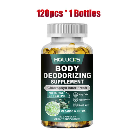 Chlorophyll Body Deodorizing Capsules, with Parsley & Peppermint, Support Gut Health, Reduce Odors, Freshen Breath