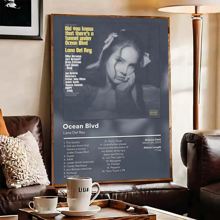 L-Lana D-Del R-Rey Poster Waterproof Self-Stick Wall Art Stickers, Removable Wall Decor for Living Room and Bedroom