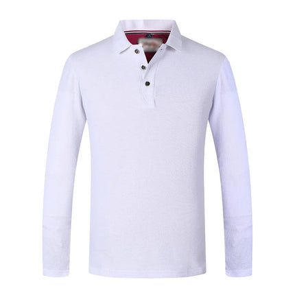 100% Cotton DIY Solid Color Men's Sports Polo Shirt Custom Logo Print Embroidery Your Design Long Sleeve Clothing