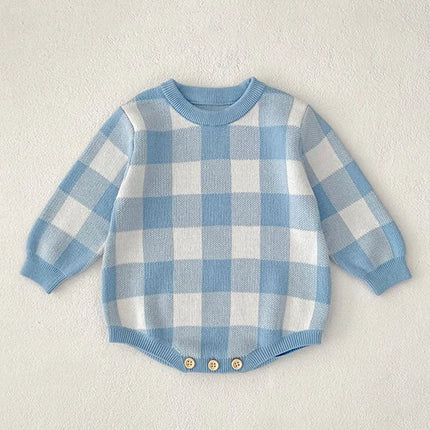 2025 New Autumn 0-24M Children Clothes Newborn Baby Girls Knitted Bodysuits Long Sleeves Lace Splice Korean Style Climbing Suit