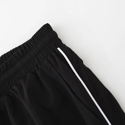 American Side Stripe Letter Embroidered Wide Leg Casual Pants Men's Summer Loose Draped Sports Trousers