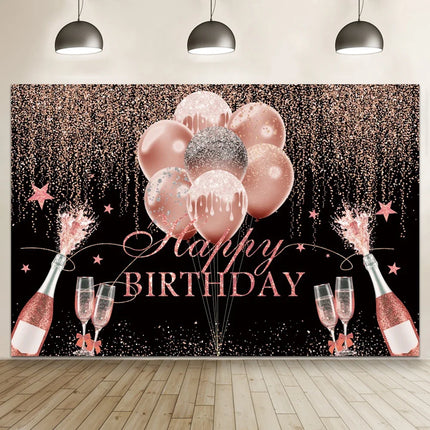 Happy Birthday Banner Backdrop Shiny Diamonds 18th Birthday Decoration Canvas 30th Party Photography Background