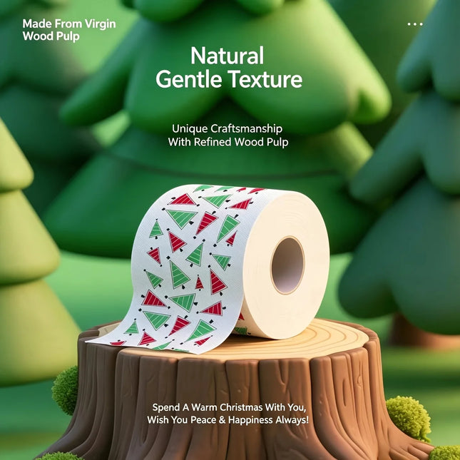 1 Roll 160 Sheets Christmas Cartoon Printed Tissue Paper, Santa Reindeer Snowflake Decorative Toilet Roll, Holiday Home Xmas Par