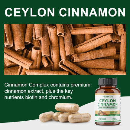 Natural Ceylon Cinnamon Capsules Nutritional Supplement - Joints, Bones & Brain Health, Antioxidants, Boosts Immunity