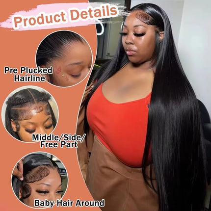 13x6 Super Double Drawn Bone Straight HD Lace Front Wig 5x7 Glueless Wig Human Hair Vietnamese Virgin Hair Pre Plucked For Women