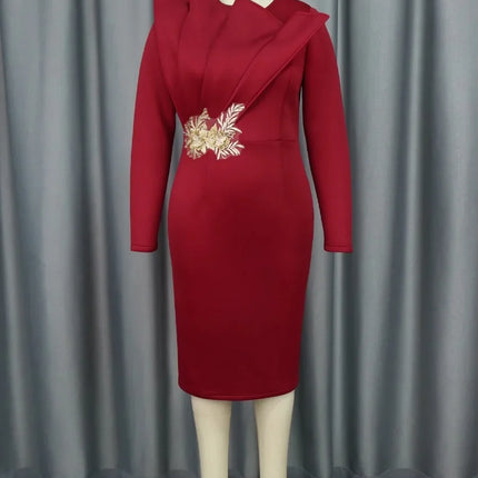 Elegant Church Dresses for Women Party Bodycon Long Sleeves with Lace Appliques Sheath Classy Occasion African Wedding Guest New