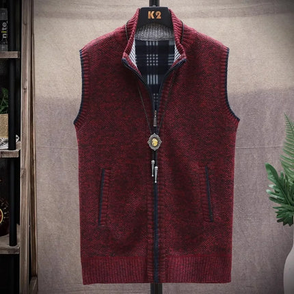 Sweater Cardigan Vest Men's Wear Fall and Winter Knitwear Warm Padded Thickened Jacket Zip Knittwear Harajuku