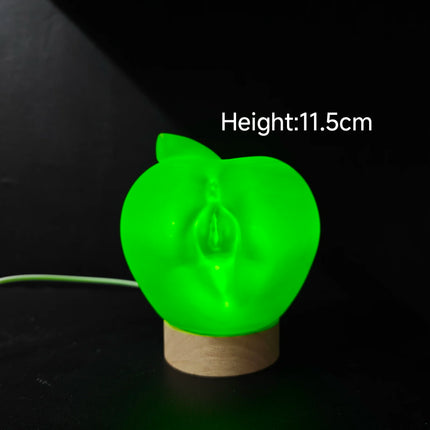 Abstract Apple Night Light,Wooden Base Ambient Lamp,USB Powered Desktop Decor,3D‑Printed Table Ornament