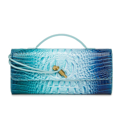 Crocodile Embossed Rectangular Clutch Handbag with Top Handle & Detachable Crossbody Strap, Twist Lock Flap Shoulder Bag for Outdoor Camping Beach Travel Wedding Occasions, Large Capacity Portable Shoulder Purse Holding Smart