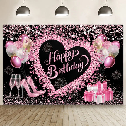 Happy Birthday Banner Backdrop Shiny Diamonds 18th Birthday Decoration Canvas 30th Party Photography Background