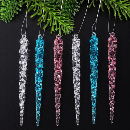 10Pcs Christmas tree icicle decoration, hanging acrylic crystal Christmas decoration 5.1 inches (about 13 centimeters) transparent plastic icicle used for Christmas trees and winter wonderland decoration products
