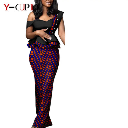 Dashiki African Print Dresses for Women Matching Couple Clothes Wedding Party Men Outfits Kaftan Shirt and Pant Sets Y23C040