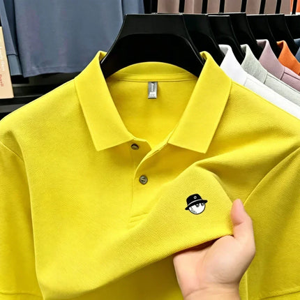 2026 Men's Summer High end Printed Golf Collar T-shirt Solid Color Breathable Office and Leisure High quality Men's Wear S-4XL