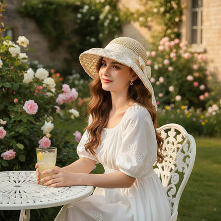 2026 New French Style Feminine Lace Straw Bucket Hat Summer Women Outings Sun Protection Hat Beach Vacations Seaside Hats