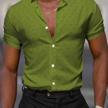 Summer Men's Short-Sleeve Shirt, Polka Dot Print, Wrinkle-Resistant, Business Casual Shirt, Ice Silk, Versatile and Popular Top