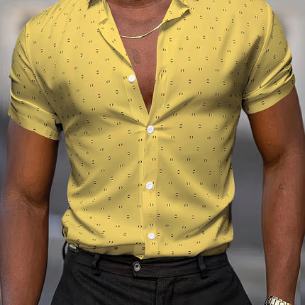 Summer Men's Short-Sleeve Shirt, Polka Dot Print, Wrinkle-Resistant, Business Casual Shirt, Ice Silk, Versatile and Popular Top