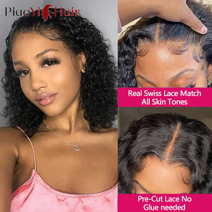 Glueless Wigs Human Hair Water Wave Bob Wig Human Hair 100% Ready to Wear Curly Wave Human Hair Wigs 4X4 Lace Bob Top Quality