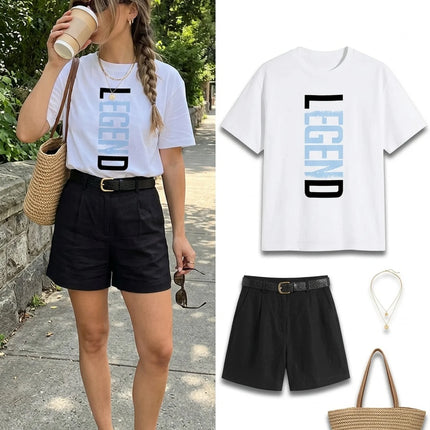Men'S Short-Sleeve T-Shirt with Love Letter Print | Comfortable And Casual, Featuring a Stretchy Round Neck Design, Perfect for Outdoor, Suitable for All Seasons