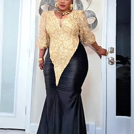 Elegant Women Luxury Party Dresses Dashiki Sequins Bodycon Robe Wedding Prom Birthday Evening Dress 2026 Spring Africa Clothing