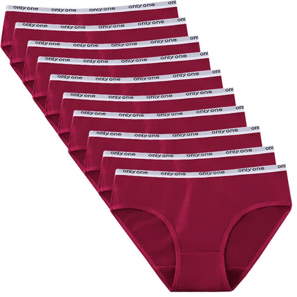 10pcs Pure Cotton Mid Waist Briefs Womens Sexy Basic Type Panties Girls Comfort Underpants Female Sport Underwears Lady Pantys