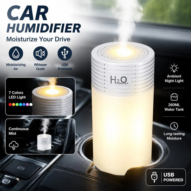 1 Pack 300ml Colorful Mini Humidifier 2 Speeds Auto Shut Off USB Portable for Car Home Large Capacity